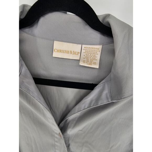 Christie & Jill Women's Long Sleeve Gray Button Down Blended Fiber Top Size M - Picture 3 of 4